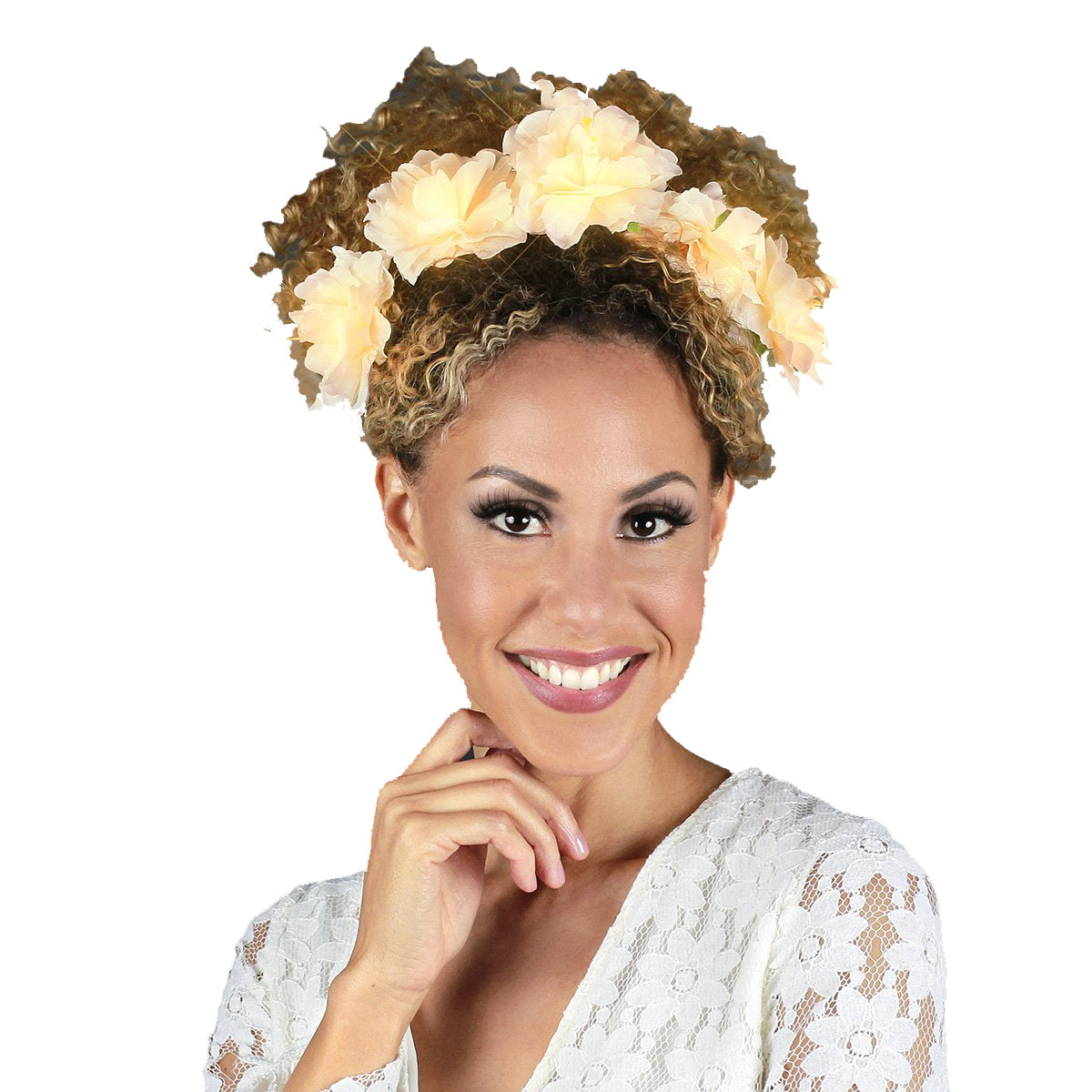 LED Bloemenkroon Glow Pioen Wit / Creme