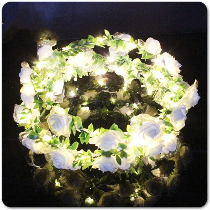 LED Bloemenkroon Glow Kleine Roosjes Wit