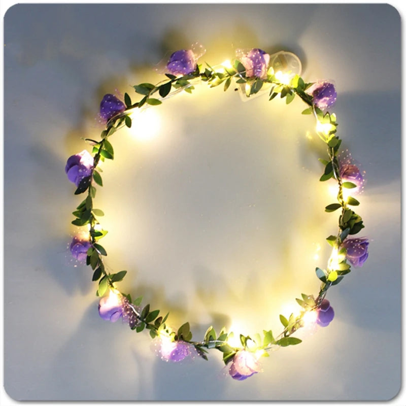 LED Bloemenkroon Glow Kleine Roosjes Paars