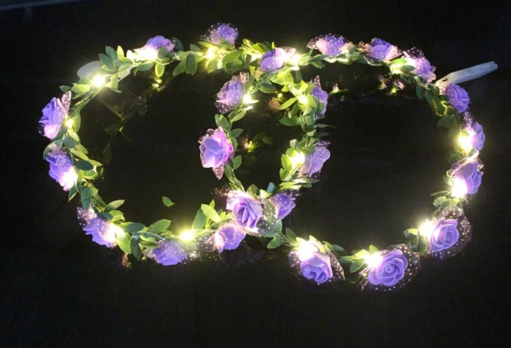 LED Bloemenkroon Glow Kleine Roosjes Paars