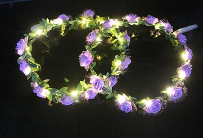 LED Bloemenkroon Glow Kleine Roosjes Paars